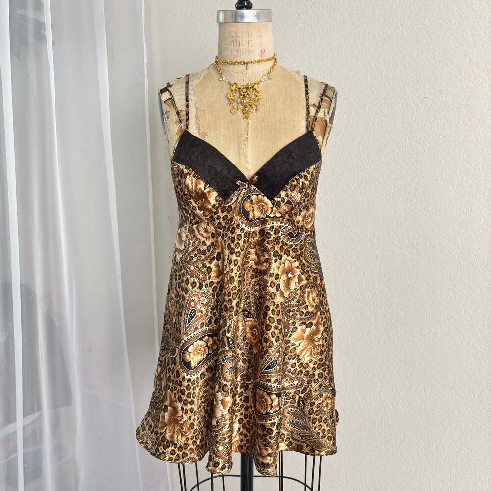 Gilligan O'Malley Leopard Print Slip Dress Nightgown